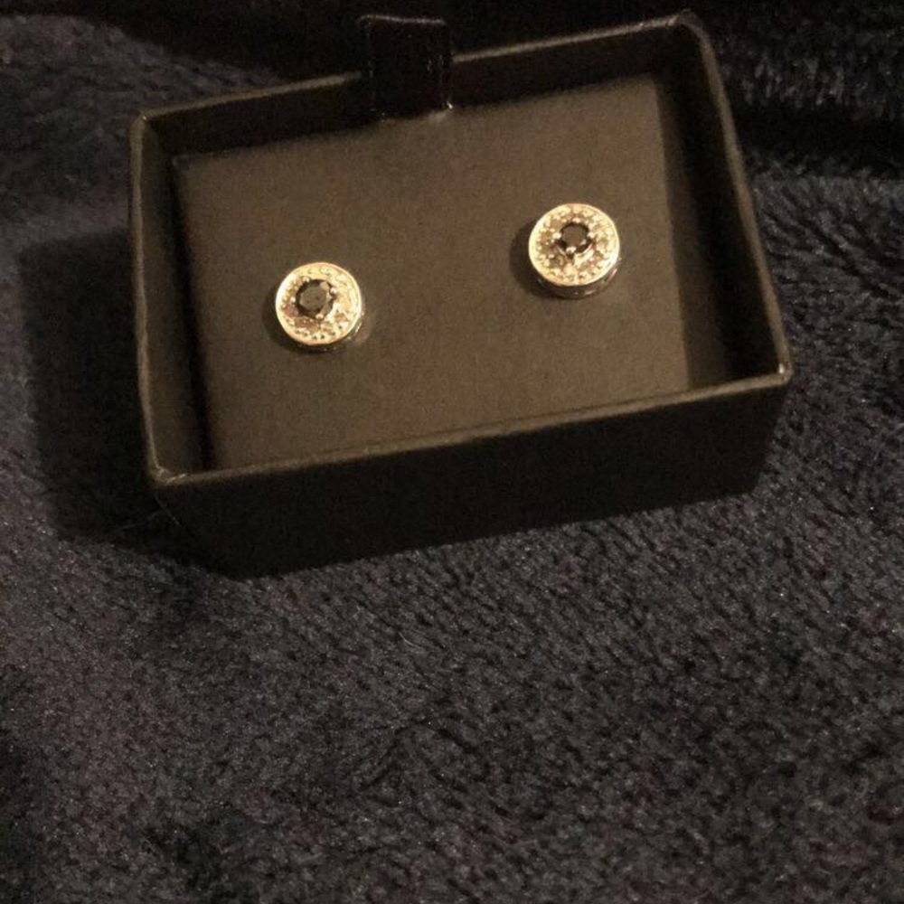 Silver and diamond stud earrings